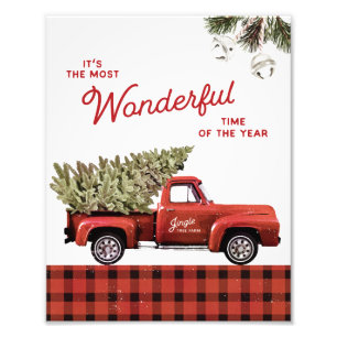 Foto Vintage Red Christmas Tree Fazenda Truck Wall Art