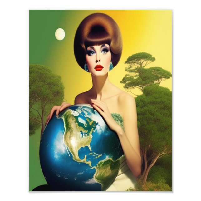 Foto Vintage Retro Mãe Terra Poster. (Frente)