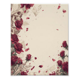 Foto Vintage Skeleton Skull Love Red Rose Collage
