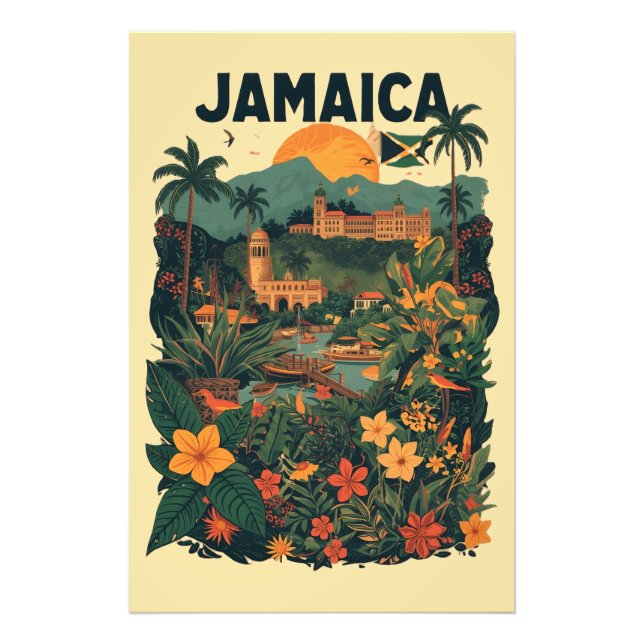 Foto Vintage Style Jamaica Travel Illustration (Frente)