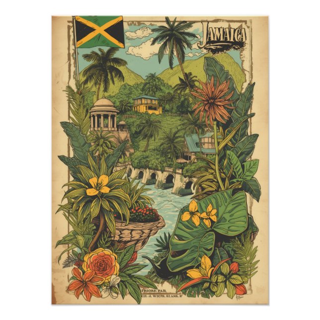 Foto Vintage Style Jamaica Travel Illustration (Frente)