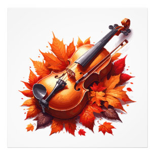 Foto Violino na cama de folhas