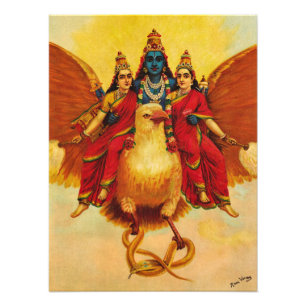 Foto Vishnu, Garuda, Vahana por Raja Ravi Varma