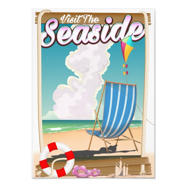 Foto Visite o poster da cadeira do convés litorâneo (Frente)