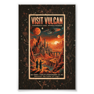 Foto Visite Vulcano - Cartaz de Viagem Galáctica Retro