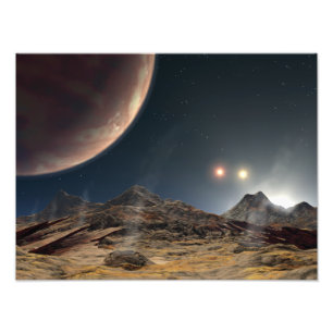 Foto Vista de uma lua hipotética na órbita