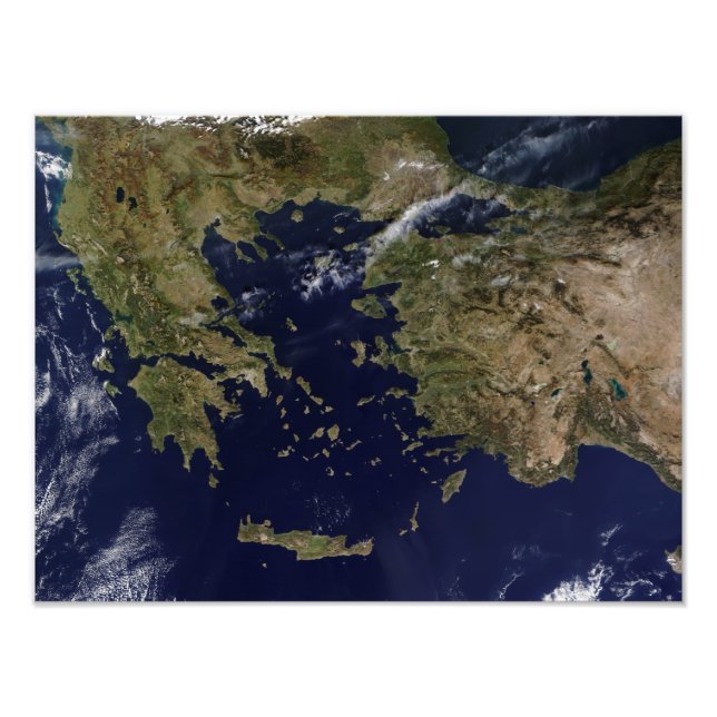 Foto Vista por satélite da Grécia e da Turquia (Frente)
