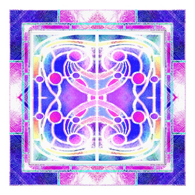 Foto Vitral de Catedral em Lilás e Rosa (Frente)