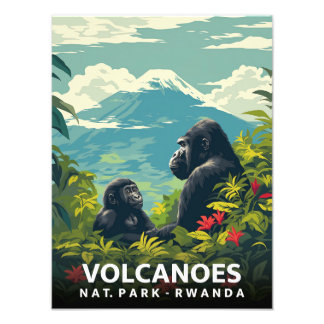 Foto Volcanoes NP - Rwanda - Vintage Poster 