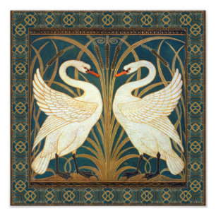 Foto Walter Crane Swan, Rush E Iris Art Nouveau