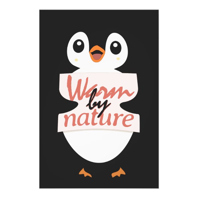 Foto Warm by nature: Adorable Penguin with Playful Text (Frente)