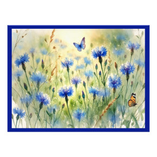 Foto Watercolor Blue Floral Cornflower Alemanha