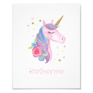 Foto Watercolor Cute Unicorn Colorn Colorn Baby Girl Na