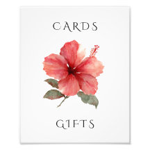 Watercolor Hibiscus Wedding Cards & Gifts Sign