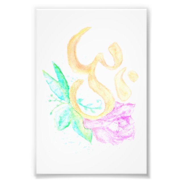 Foto Watercolor OM symbol with flowers (Frente)