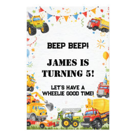 Foto Watercolor Trucks Welcome Sign Construction Cars