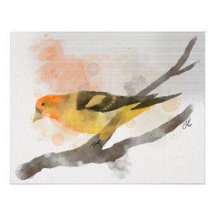 Foto Watercolor Western Tanager Yellow Bird Branch