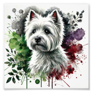 Foto Westie Watercolor Art Elegante