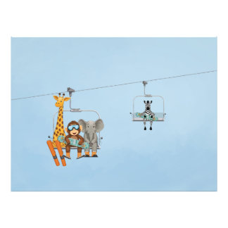 Foto Whimsical Animals Riding Chairlift Poster