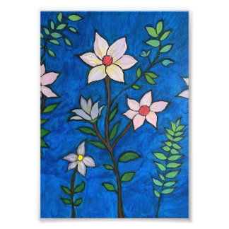 Foto Whimsical Flowers with Blue Background 