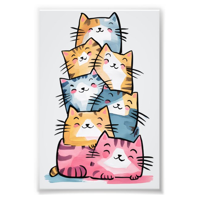 Foto Whimsical Watercolor Cats Modern (Frente)