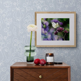 Foto White Butterfly Watercolor