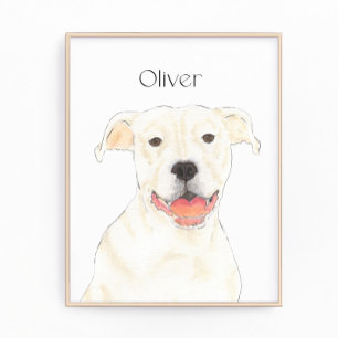 Foto White Pitbull Personalizado Staffy Dog Art