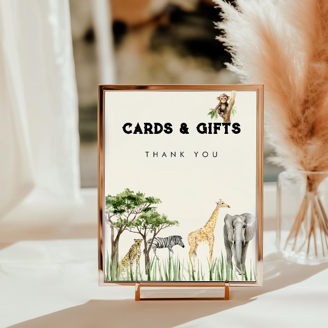Foto Wild One Safari Animal Birthday Table Top Sign (Wild One Safari Table Top Sign)