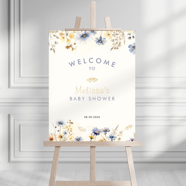 Foto Wildflower Baby Shower Welcome Sign - Spring Theme (Wildflower baby shower welcome sign)
