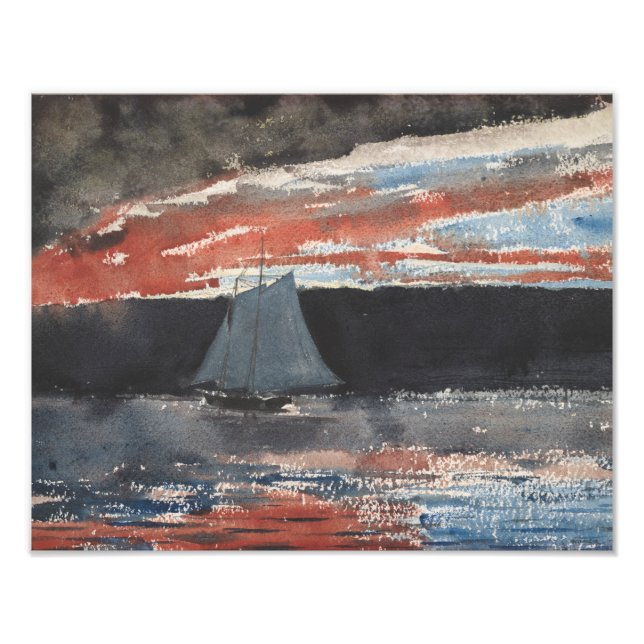 Foto Winslow Homer - Schooner no Sunset (Frente)