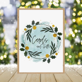 Foto  Winter Blue Gold Baby Shower Cards And Gifts Sign