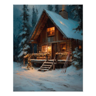 Foto Winter Cabin Christmas Poster