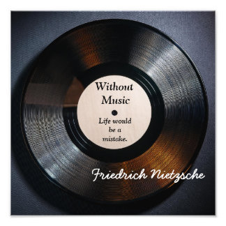 Foto Without Music - Nietzsche quote - art print