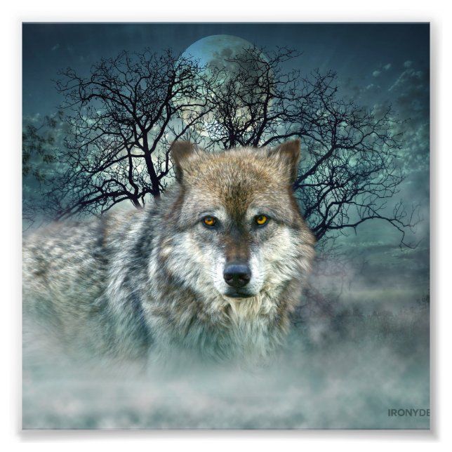 Foto Wolf Full Moon em Fog (Frente)