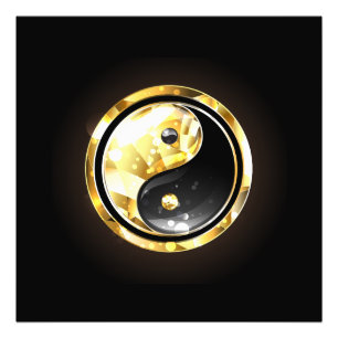 Foto Yin Yang dourado em preto