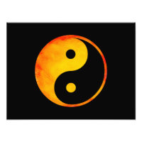Yin Yang Orange e Yellow Watercolor em preto