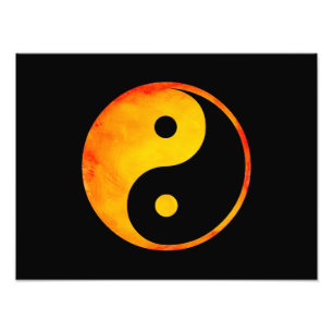 Foto Yin Yang Orange e Yellow Watercolor em preto