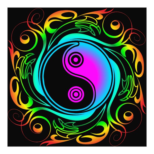 Foto Yin Yang Psychedelic Rainbow Tattoo (Frente)