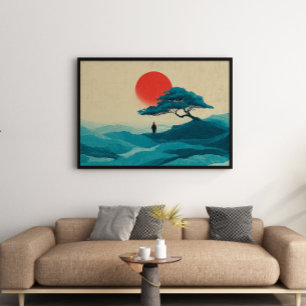 Foto Zen Solitude Red Wall Art Impressão