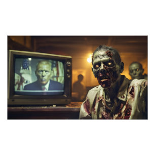 Foto zumbis assistindo propaganda russa na TV