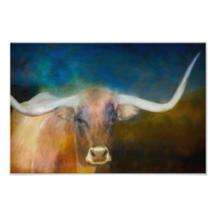Fotografia da vaca do Texas Longhorn azul e ferrug