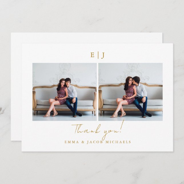 Fotografia de Agradecimento de Casamento Monograma (Frente/Verso)