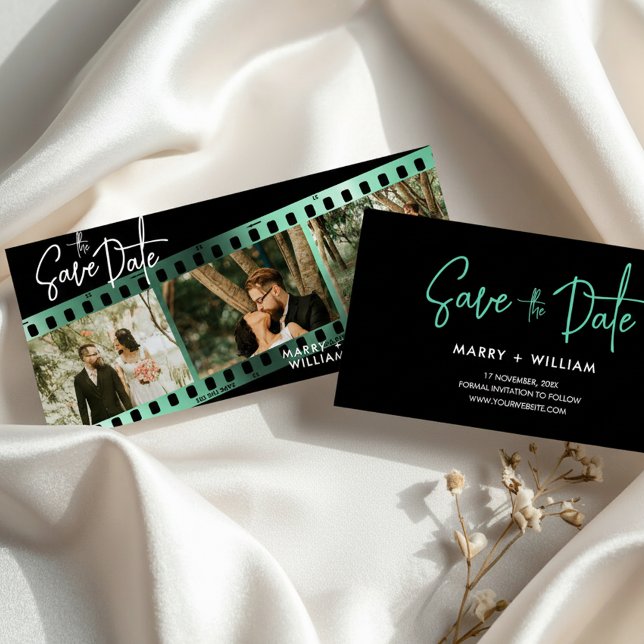 Fotografia moderna Chic salvar o convite de data (Modern Film Strip Save the Date Wedding Invitation, Custom Photo Booth Strip)