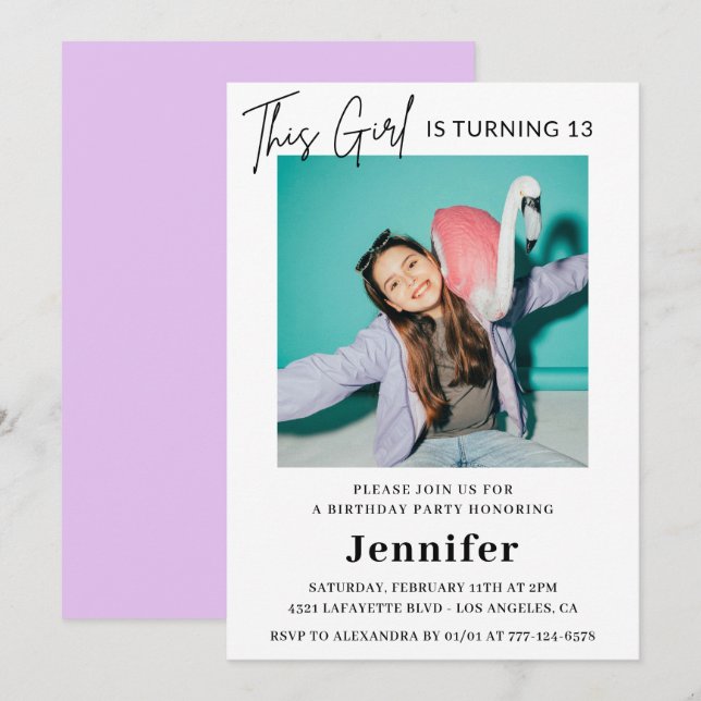 Fotografia Moderna de convite para 13 de Elegante (Frente/Verso)