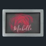 Fotografia personalizada da colheita da rosa verme<br><div class="desc">Foto macro de uma bela rosa vermelha sobre fundo preto com efeito granulado vintage com monograma personalizável.</div>