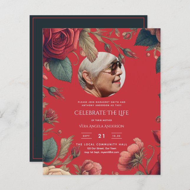 FOTOGRAFIA Rosas vermelhas Celebração do POEM Fune (Frente/Verso)