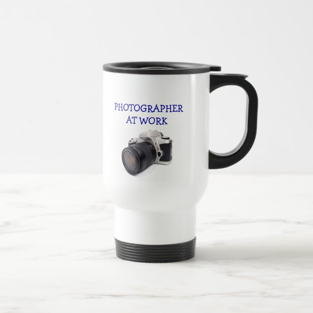 FOTÓGRAFO no TRABALHO - caneca de viagem (Direita)