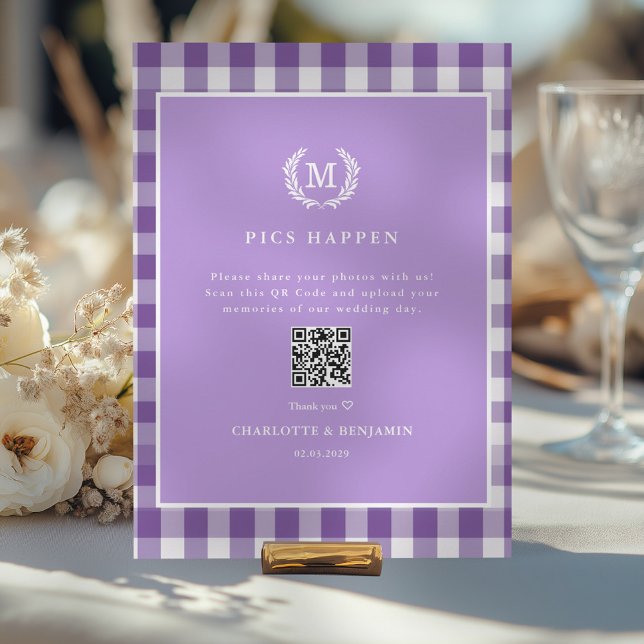 FOTOS ACONTECEM!Galeria de Casamentos de Gingham P (PICS HAPPEN!QR Code Purple Gingham Wedding Gallery)