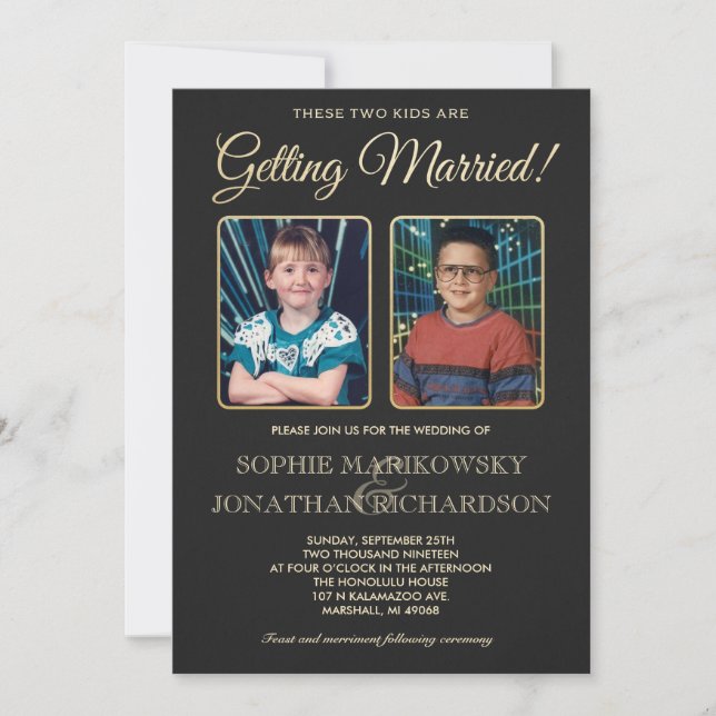 Fotos da velha escola que Wedding o convite (Frente)