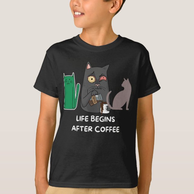 Fotos de camisetas de gatos para amantes de café (Frente)